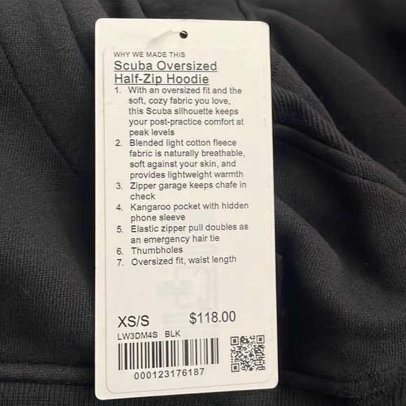 NWT Lululemon Scuba Oversized Half Zip Hoodie Black Size XS/S - Picture 6 of 9